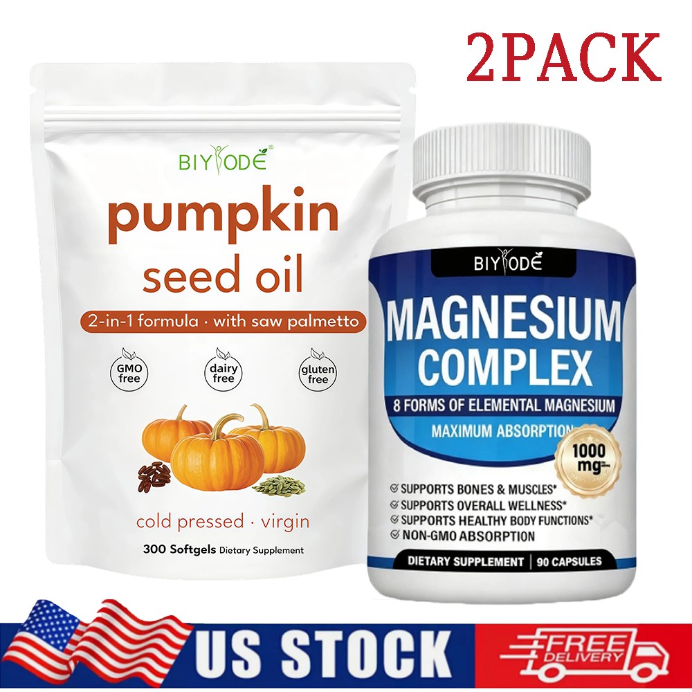 Seed Pumpkin Oil 3000mg w/Saw Palmetto 300 Softgels + Magnesium Complex 90 caps