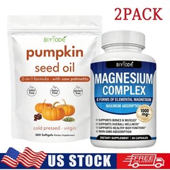 Seed Pumpkin Oil 3000mg w/Saw Palmetto 300 Softgels + Magnesium Complex 90 caps