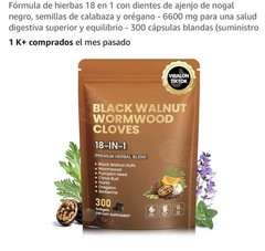 Black Walnut Wormwood Cloves & Garlic 18-in-1 Herbal Blend 300 Softgels