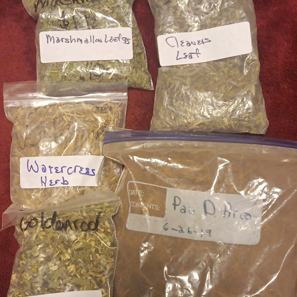 Assorted Dried Herb Leaves Marshmallow, Cleavers, Watercress, Goldenseal