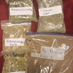 Assorted Dried Herb Leaves Marshmallow, Cleavers, Watercress, Goldenseal