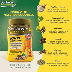 Softovac Isabgol Fiber Plus+ Formula 100g | Sugar free | Psyllium Husk + Natural
