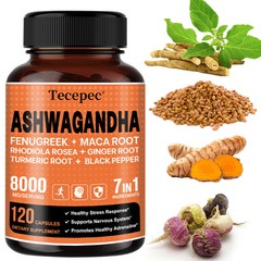 Organic Ashwagandha Capsules 300 Mg Supplement with Black Pepper Root Powder
