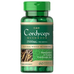 Cordyceps Sinensis Mushroom 1500mg per 2: 60 Caps – Cordycepic Acid by Puritan’s