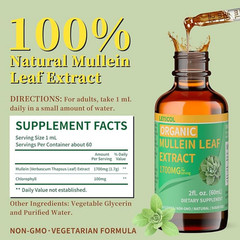Mullein Drops for Lungs – USDA Organic Liquid – Mullein Leaf Extract