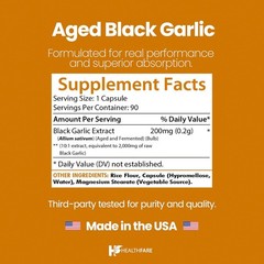 Healthfare Aged Black Garlic Supplement Pills | 2000mg 90 Count (Pack of 1)