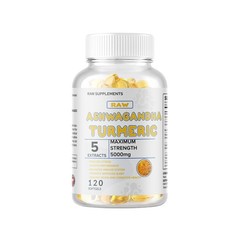 Organic Ashwagandha Capsules 5000mg Strong Stress & Adrenal Support 360 Softgels