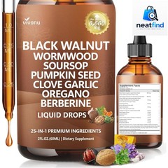 25-in-1 Liposomal Black Walnut Wormwood Clove Tincture, Cleanse for Humans Dr…