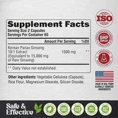 Panax Ginseng 15,000 Mg – Red Korean Ginseng Supplement for Men – Extra Strength