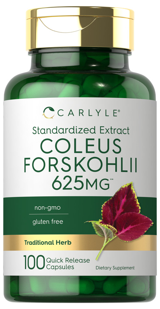 Coleus Forskohlii | 625mg | 100 Capsules | Non-GMO & Gluten Free | by Carlyle