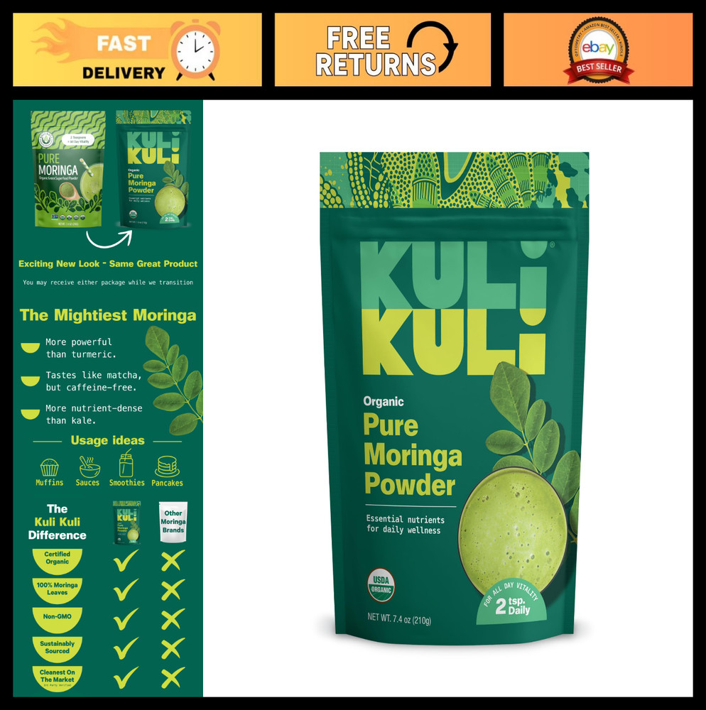 Organic Moringa Oleifera Leaf Powder – 100% Pure, Non-GMO, Smoothie & Tea Boost