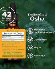 Herb Pharm Osha Root Liquid Extract for Respiratory Support – Assorted Sizes