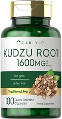 Kudzu Root 1600mg | 100 Extract Capsules | Non-GMO and Gluten Free | by Carlyle