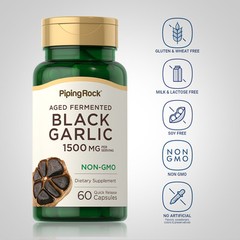 Black Garlic Supplement 1500mg | 60 Capsules | Non-GMO | By Piping Rock