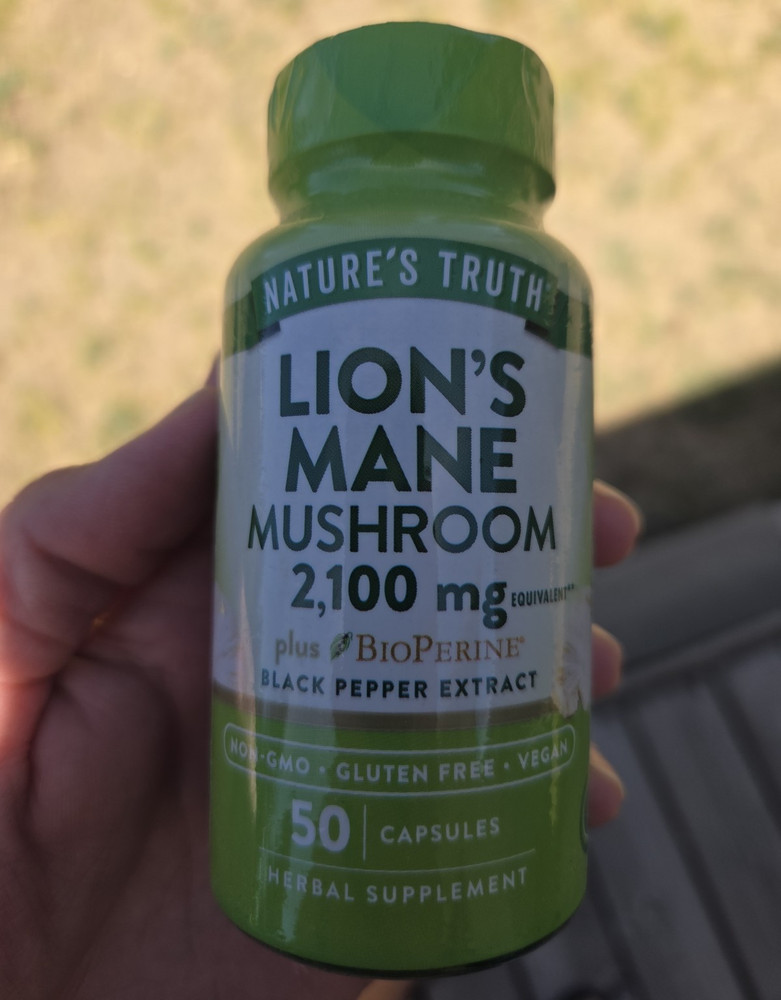 Nature’s Truth Lion’s Mane 2,100mg + BioPerine 50 Capsules Vegan Non-GMO
