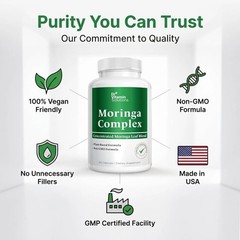 Moringa Complex Capsules – Moringa Oleifera Leaf Powder + 10:1 & 20:1 Extracts