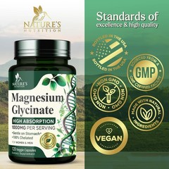 Magnesium Glycinate 1000mg – Chelated for 120 Count (Pack of 1)