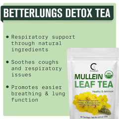 Mullein Leaf Tea Bags For Lungs Detox&Respiratory Support Non-GMO Caffeine-free