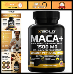 Organic Maca Root 1500mg – Boost Energy & Libido, 150 Capsules, Natural Suppleme