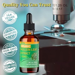 Organic Mullein Drops for Lung Cleanse, Powerful 1700mg Mullein Leaf Extract for