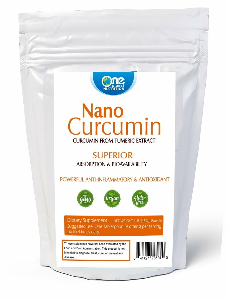 One Planet Nutrition Nano Curcumin Powder – 16 oz (454 Servings) – Family Size