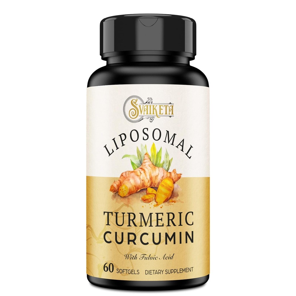 Turmeric Supplement Liposomal 2000mg 95% Curcuminoid Extract 15mg Piperine 60