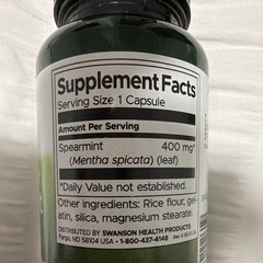 Swanson Full Spectrum Spearmint Leaf 400mg Capsules 60 Count Digestive Health