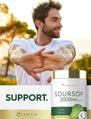 Soursop Capsules | 2000mg | 160 Count | Non-GMO, Gluten Free| by Carlyle