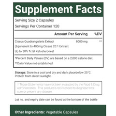 VitaCosmoX Cissus Quadrangularis (8000mg) 240 Capsules, Gluten Free & Non-GMO