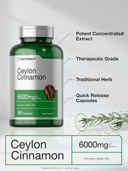 Ceylon Cinnamon 6000 Mg Sugar Metabolism Weight Management Support, 150 Capsules