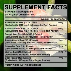 Adrenal Support Supplement, Ashwagandha, Panax Ginseng, Rhodiola Rosea