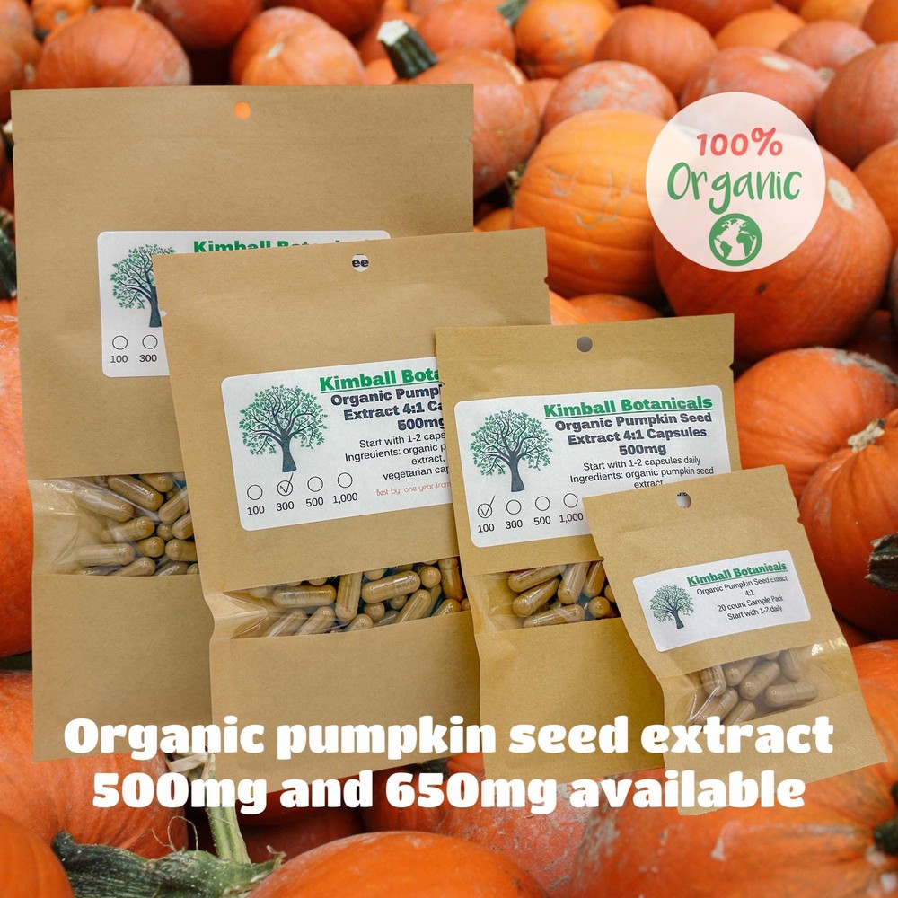 Organic Pumpkin Seed 4:1 Extract (cucurbita pepo) 500mg or 650mg vegetarian