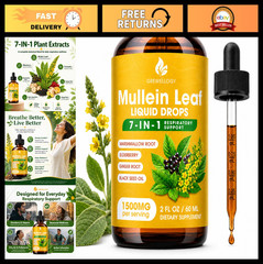 Mullein Leaf Drops 1500mg – 7-in-1 Liquid Extract for Lung Detox & Respiratory S