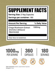 BulkSupplements Chaga Mushroom Extract 360 Capsules – 1000mg Per Serving