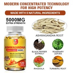 Ashwagandha Extract 5000mg 240 caps – Boosts Vitality, Stress & Mood Support