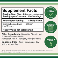 Lemon Balm Tincture – Organic Lemon Balm Drops for Relaxation 590Mg – 2FL OZ, 12