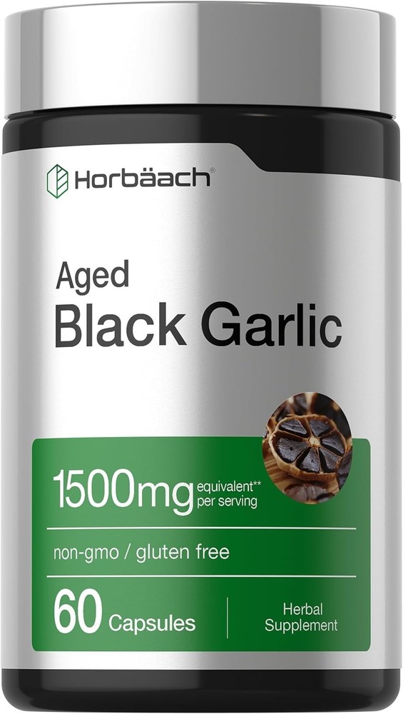 Horbäach Aged Garlic Extract Capsules 1500mg | 60 Count | Fermented Supplement
