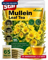 65 Count Value Pack Premium Mullein Leaf Tea Bags – 100% Pure Natural Herbal …