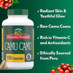 Organic Camu Camu Capsules – 150 Vegan Pills Raw Berry Supplement from Peru