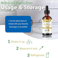 LIQUIDHEALTH USDA Organic Mullein Leaf Extract Drops for Lungs – Herbal Cleansin