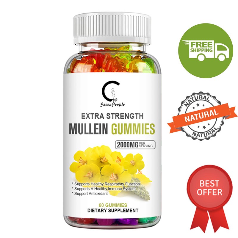 Mullein Leaf Gummies 2000mg Lung Cleansing,Respiratory Support Supplement 60 Pcs