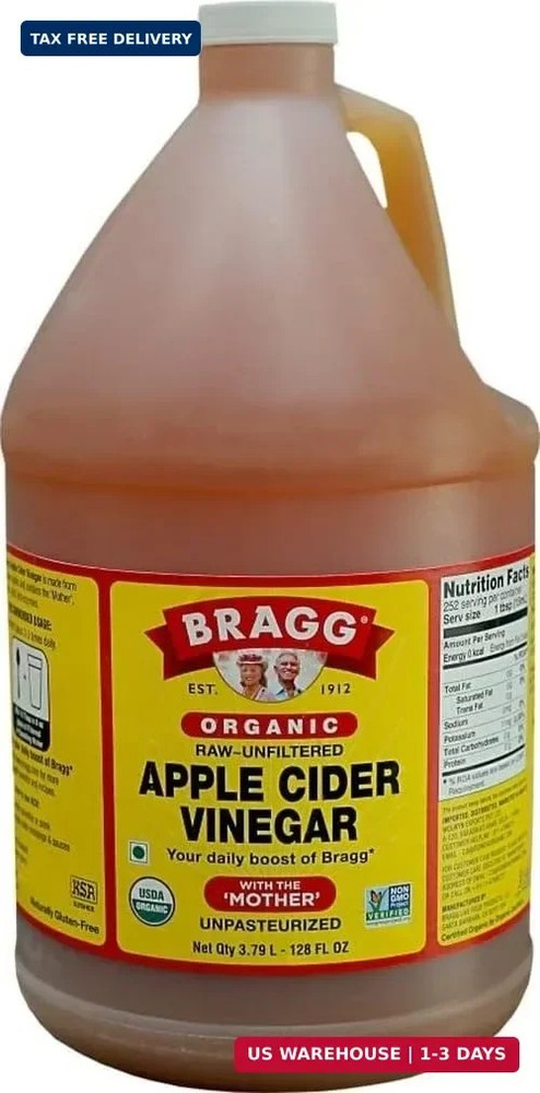 Organic Apple Cider Vinegar, Raw, Unfiltered, With The Mother, 128 oz