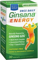 Body Gold Ginsana Energy Once Daily Ginseng G2G VegCap Energy Formula 30 Count