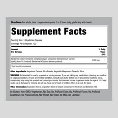 Ceylon Cinnamon Capsules | With Berberine | 2000mg | 120 Count | by Piping Rock