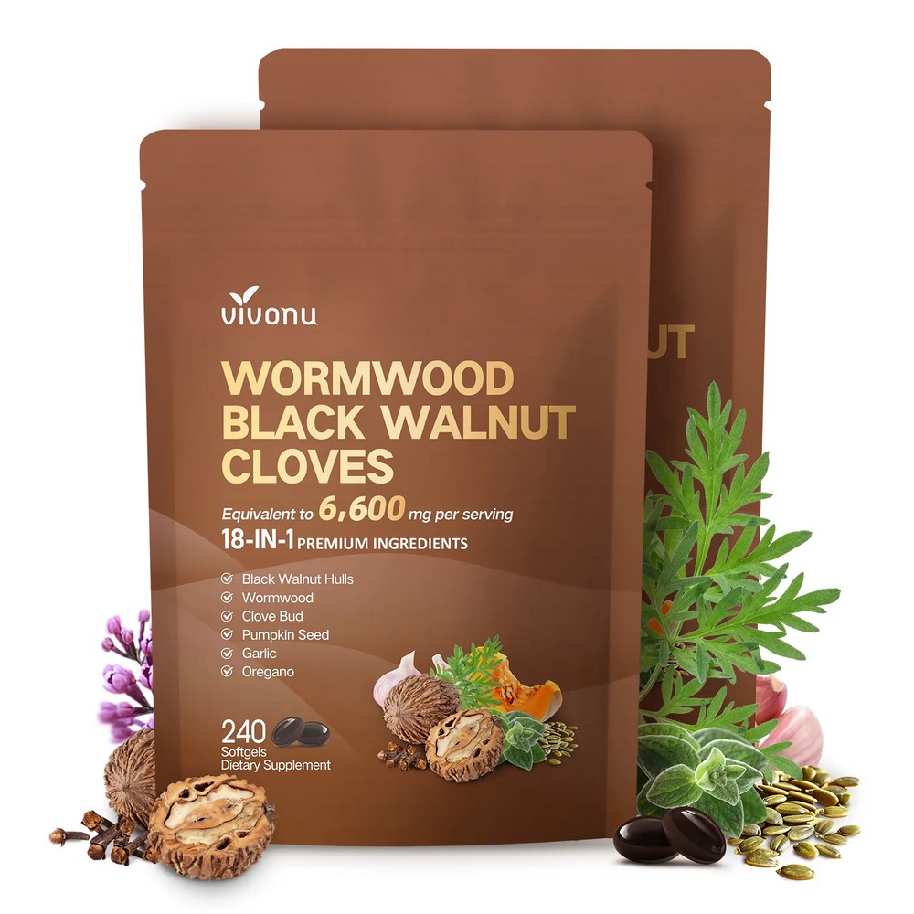 VIVONU Wormwood Black Walnut Cloves 6600mg, Gut Health & Energy,Wor 240 Capsules