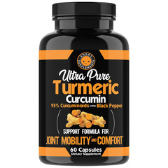 Angry Supplements Ultra Pure Turmeric Curcumin w. Black Pepper Pills, 4 Pack