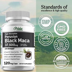 Peruvian Black Maca 37500mg – Natural Energy Booster, Testosterone Support
