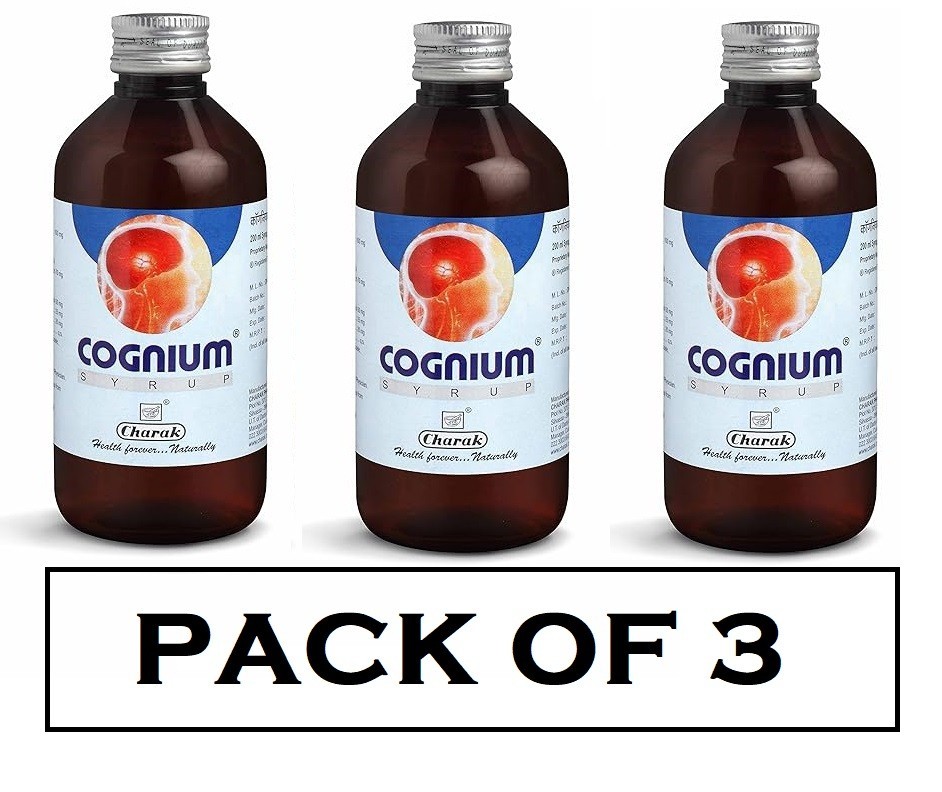 Charak Cognium Ayurvedic Syrup – 200 mL for Brain Health & Memory Support 3 Pack