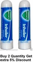Vicks Inhaler for Nasal Congestion Cold Allergy Blocked Nose instant Relief, 2x