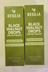 Resilia Black Walnut Drops For Gut Health 2 Oz High Potency Herbs. 2 bottles!